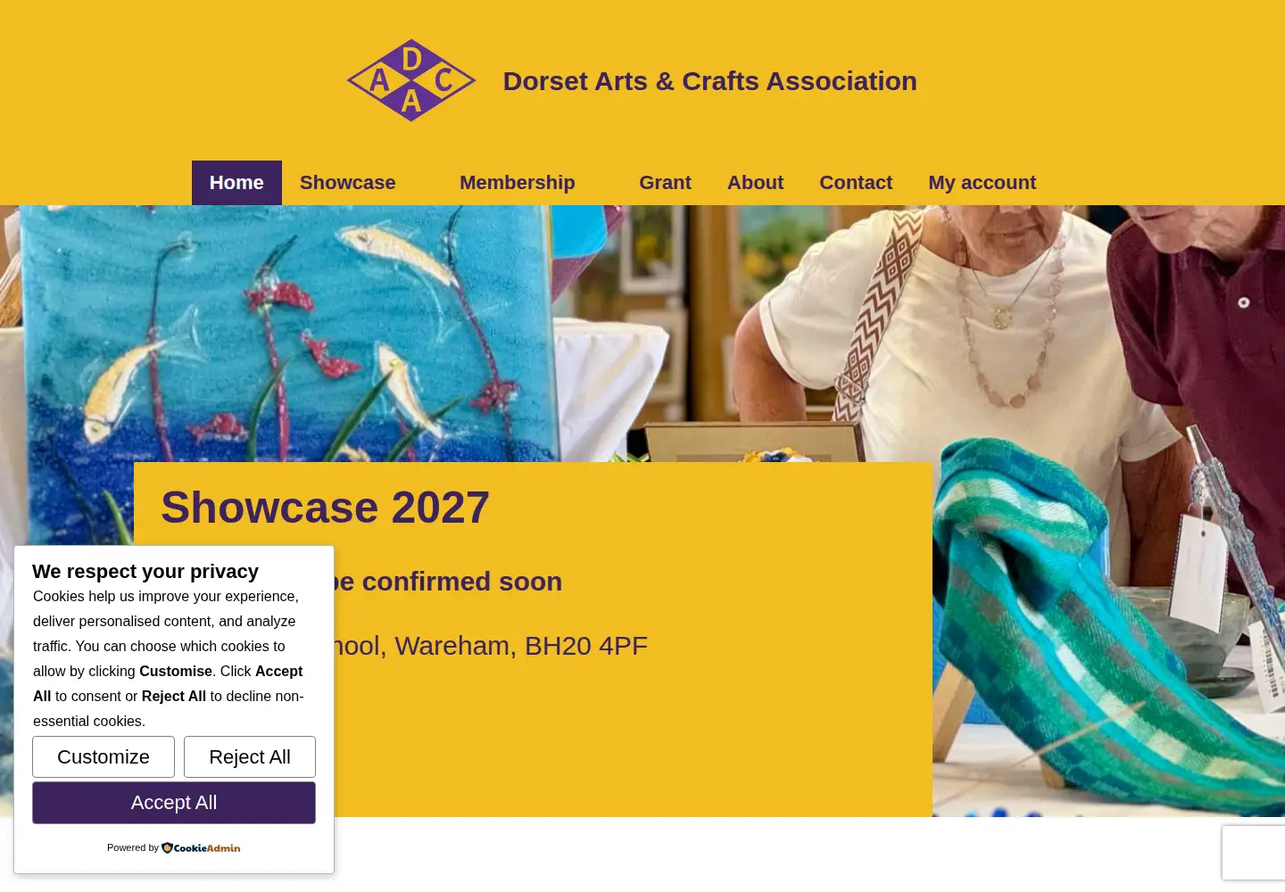 Captured homepage of dorsetartsandcrafts.org in the current scan