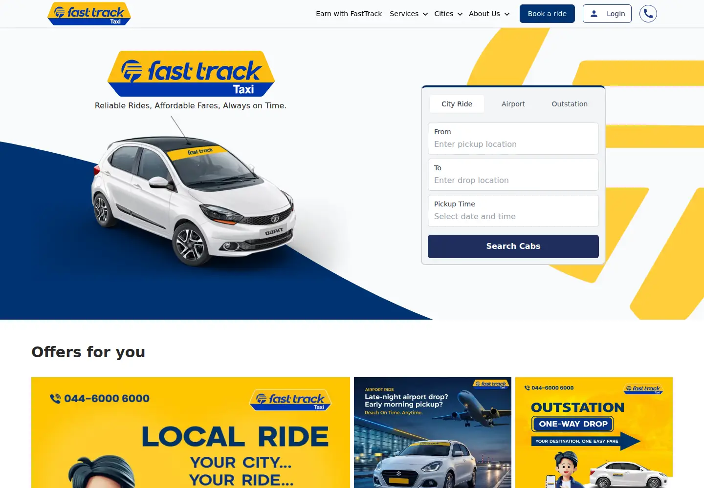 Captured homepage of fasttrackcalltaxi.in in the current scan
