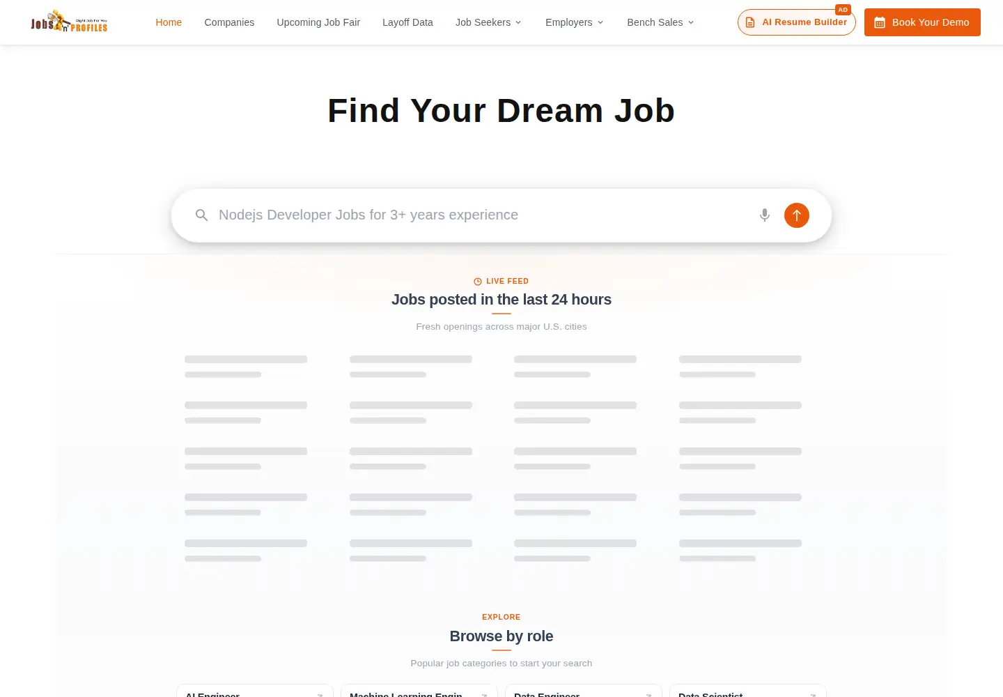 Screenshot of jobsnprofiles.com
