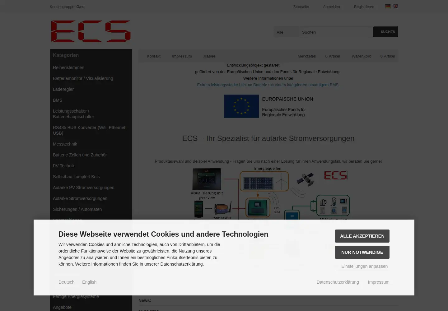Captured homepage of ecs-online.org in the current scan
