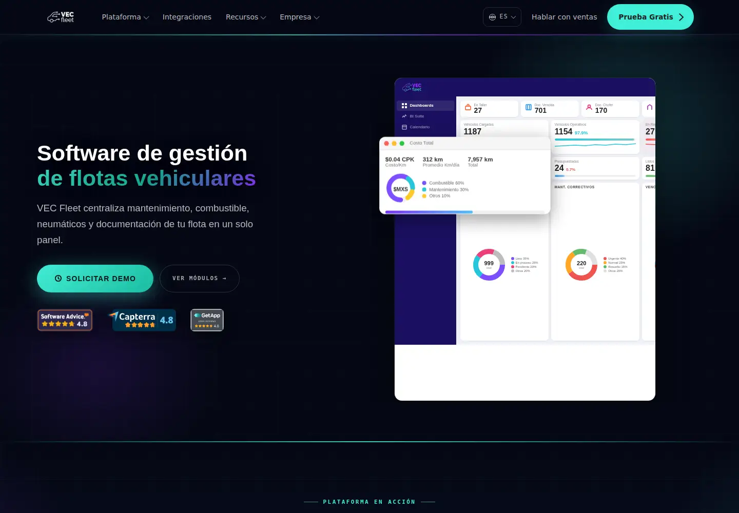 Screenshot of vecfleet.io