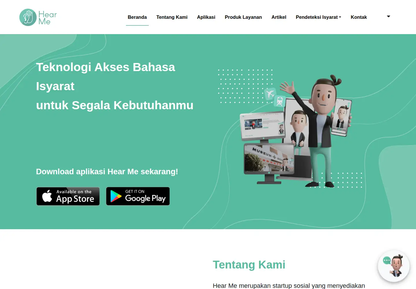 Captured homepage of hearme.id in the current scan