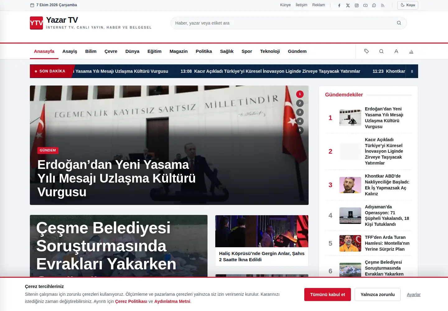 Captured homepage of yazartv.com in the current scan