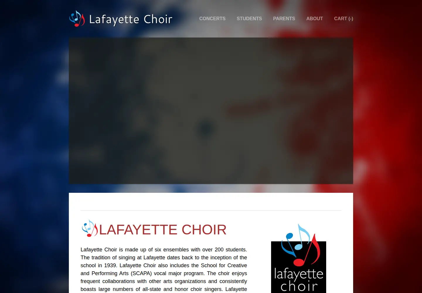 Captured homepage of lafayettechoir.org in the current scan