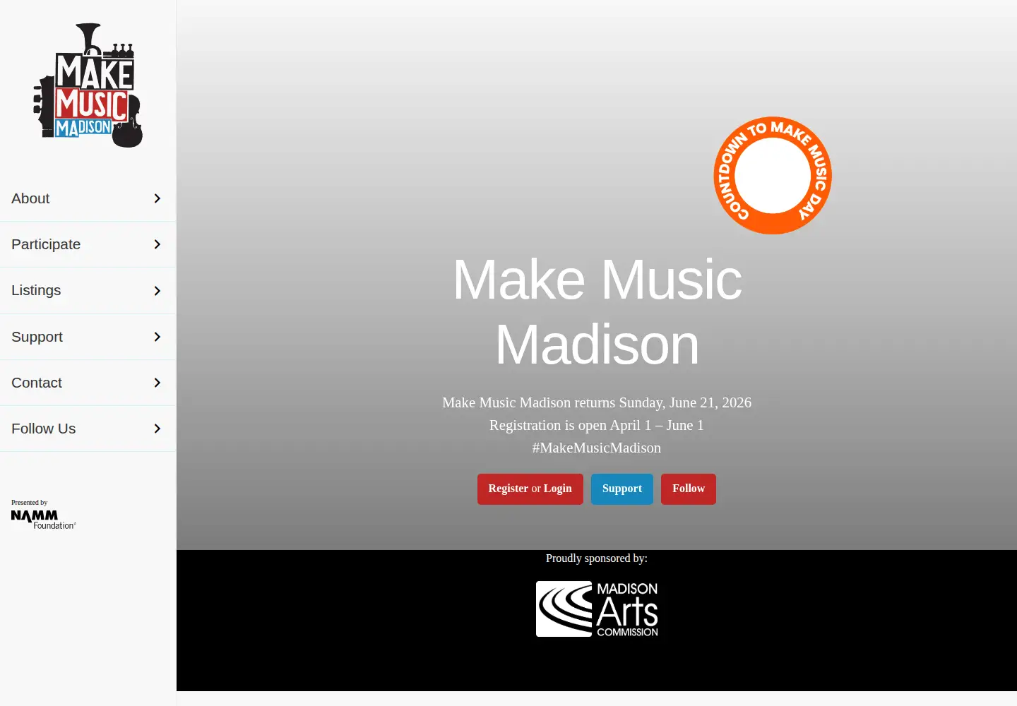 Captured homepage of makemusicmadison.org in the current scan