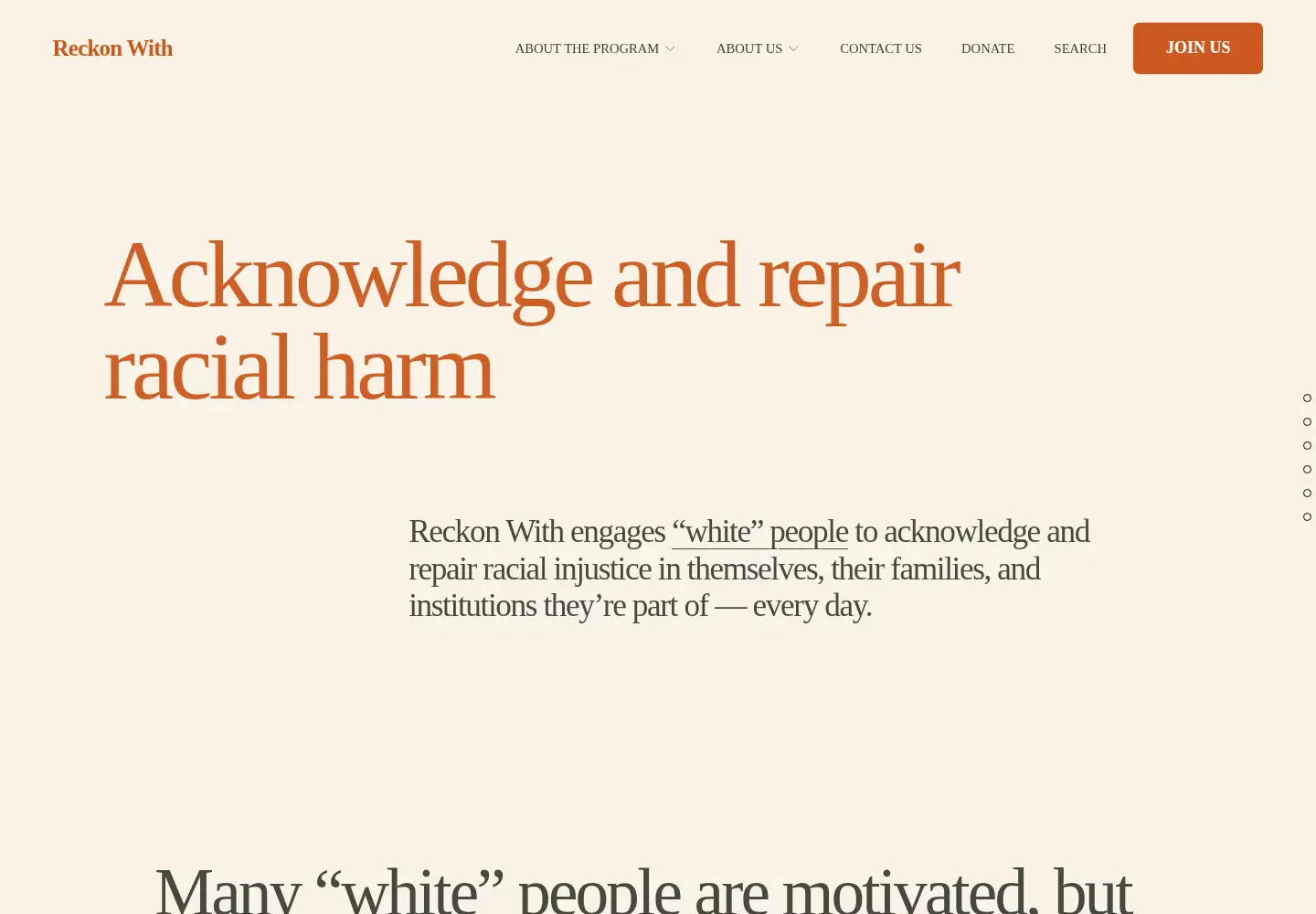 Screenshot of reckonwith.org