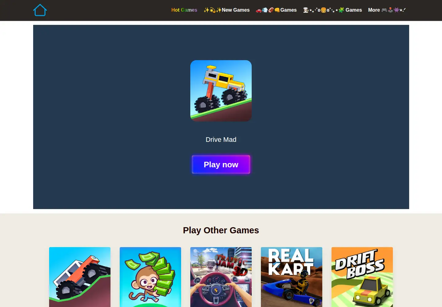 Captured homepage of cargames.click in the current scan