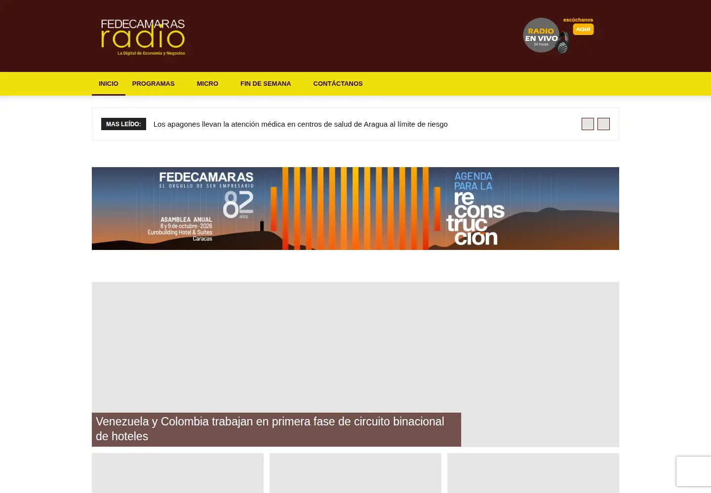Screenshot of fedecamarasradio.com