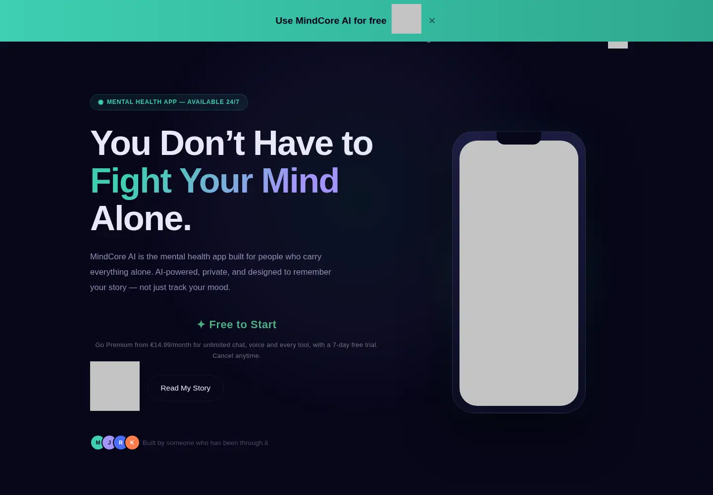Captured homepage of mindcoreai.eu in the current scan