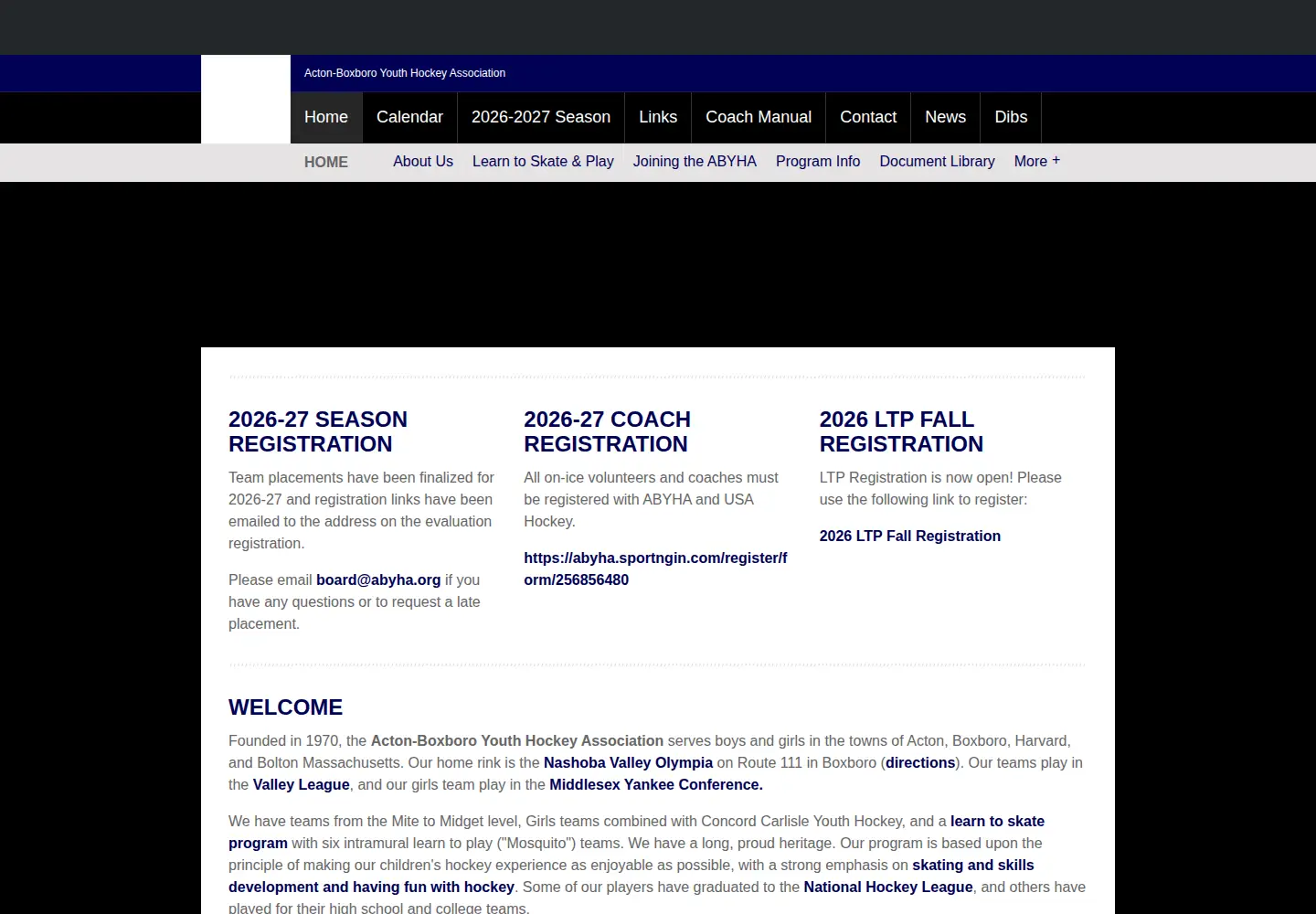Captured homepage of abyha.org in the current scan