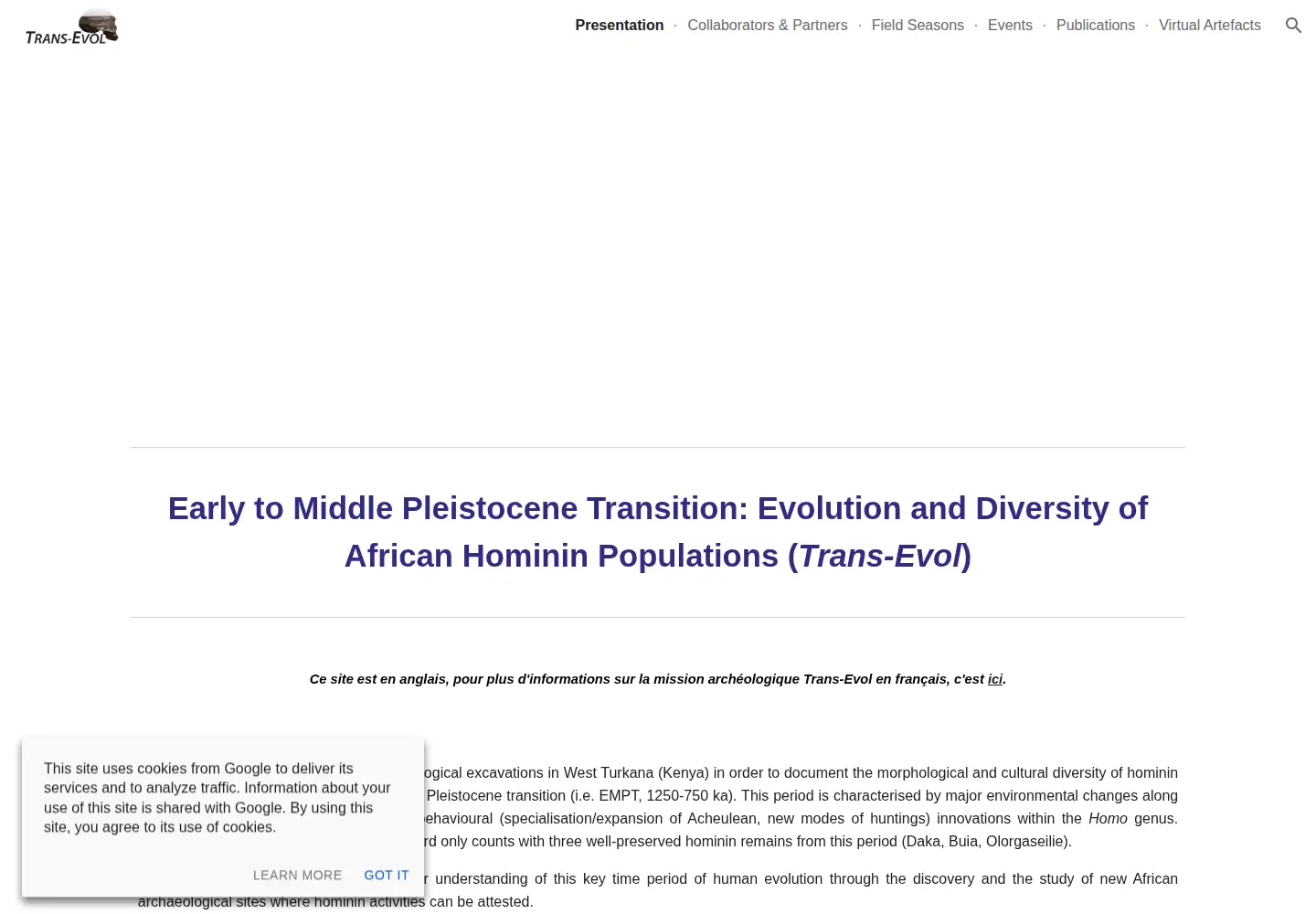 Captured homepage of trans-evol.org in the current scan