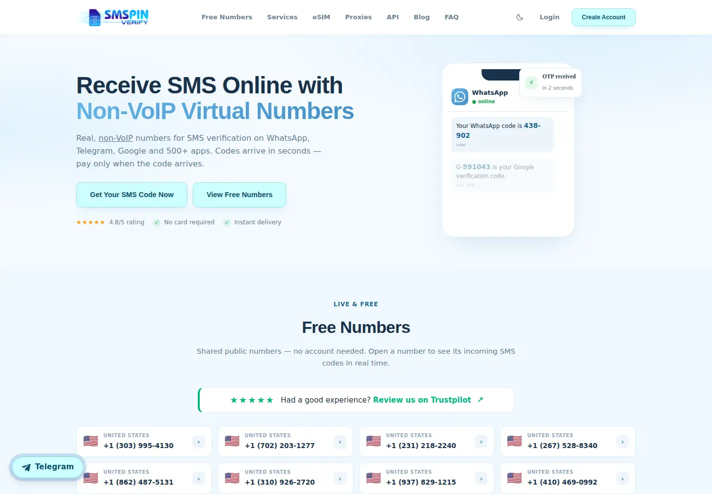 Captured homepage of smspinverify.com in the current scan
