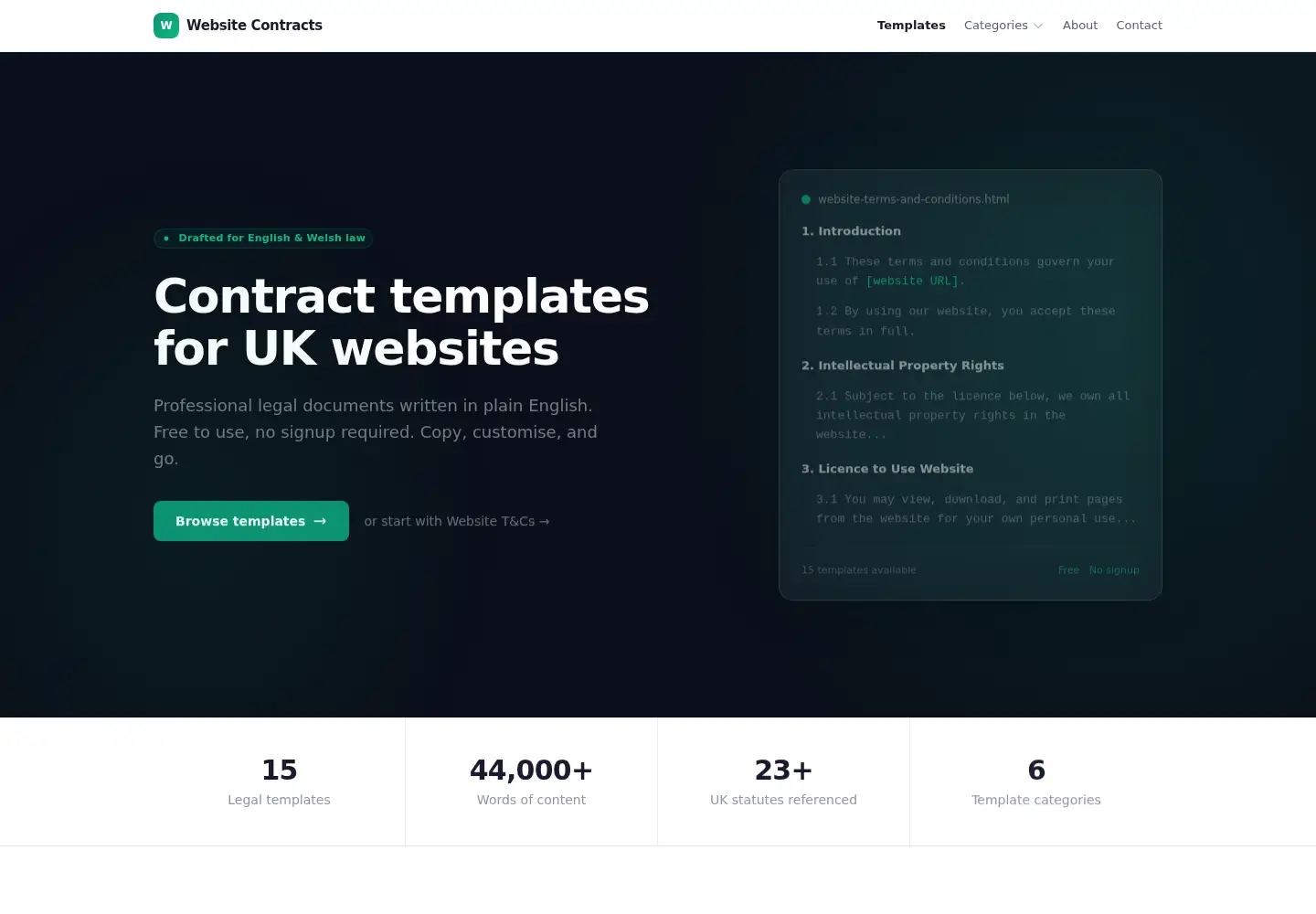 Captured homepage of website-contracts.co.uk in the current scan