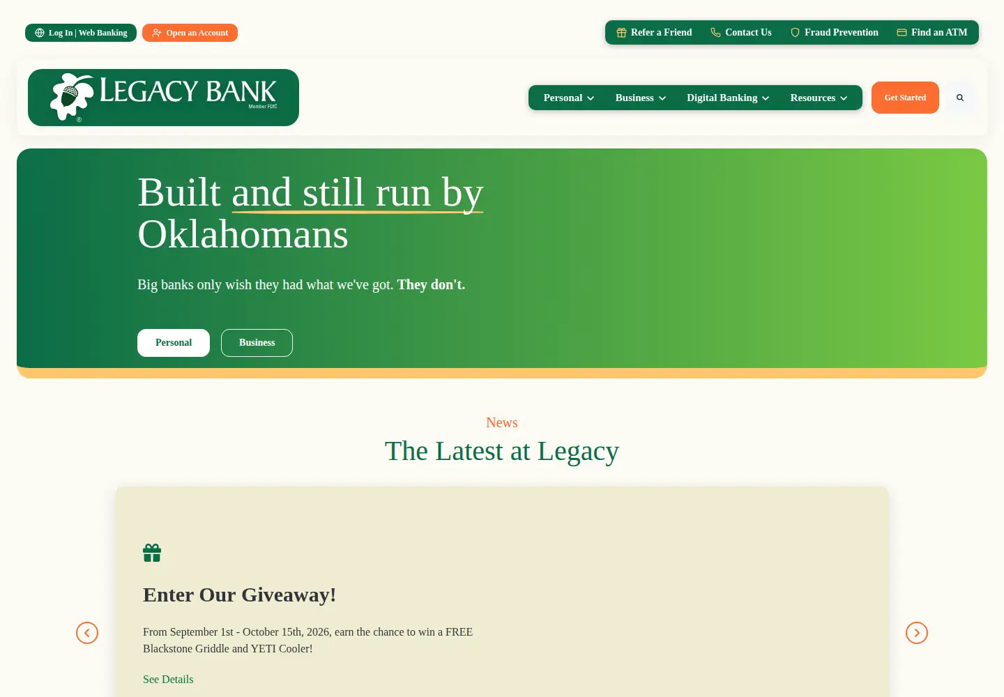 Screenshot of legacybank.com