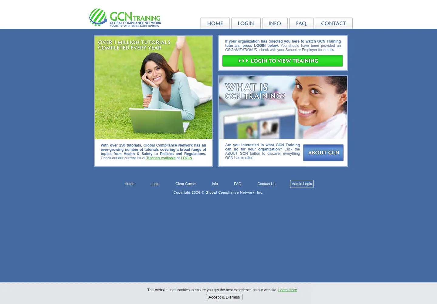 Captured homepage of gcntraining.com in the current scan