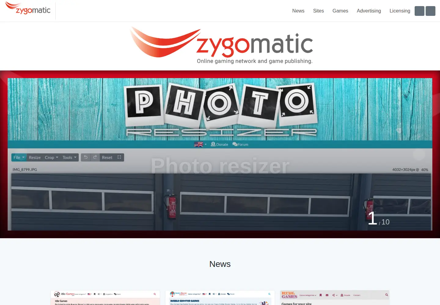 Captured homepage of zygomatic.com in the current scan