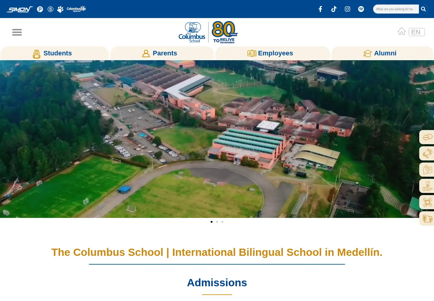 Captured homepage of columbus.edu.co in the current scan