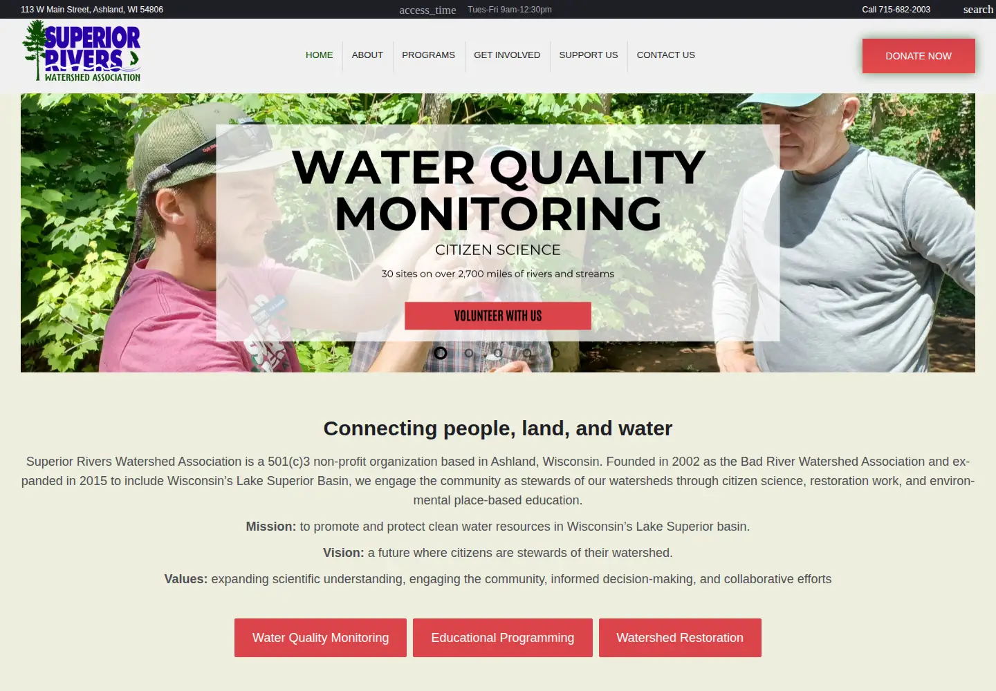 Screenshot of superiorrivers.org