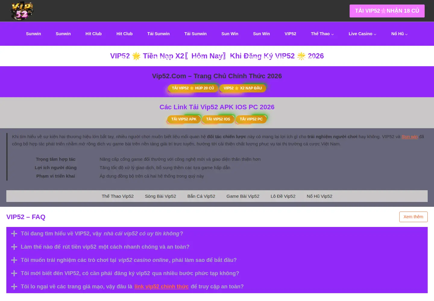 Captured homepage of vip52a.org in the current scan