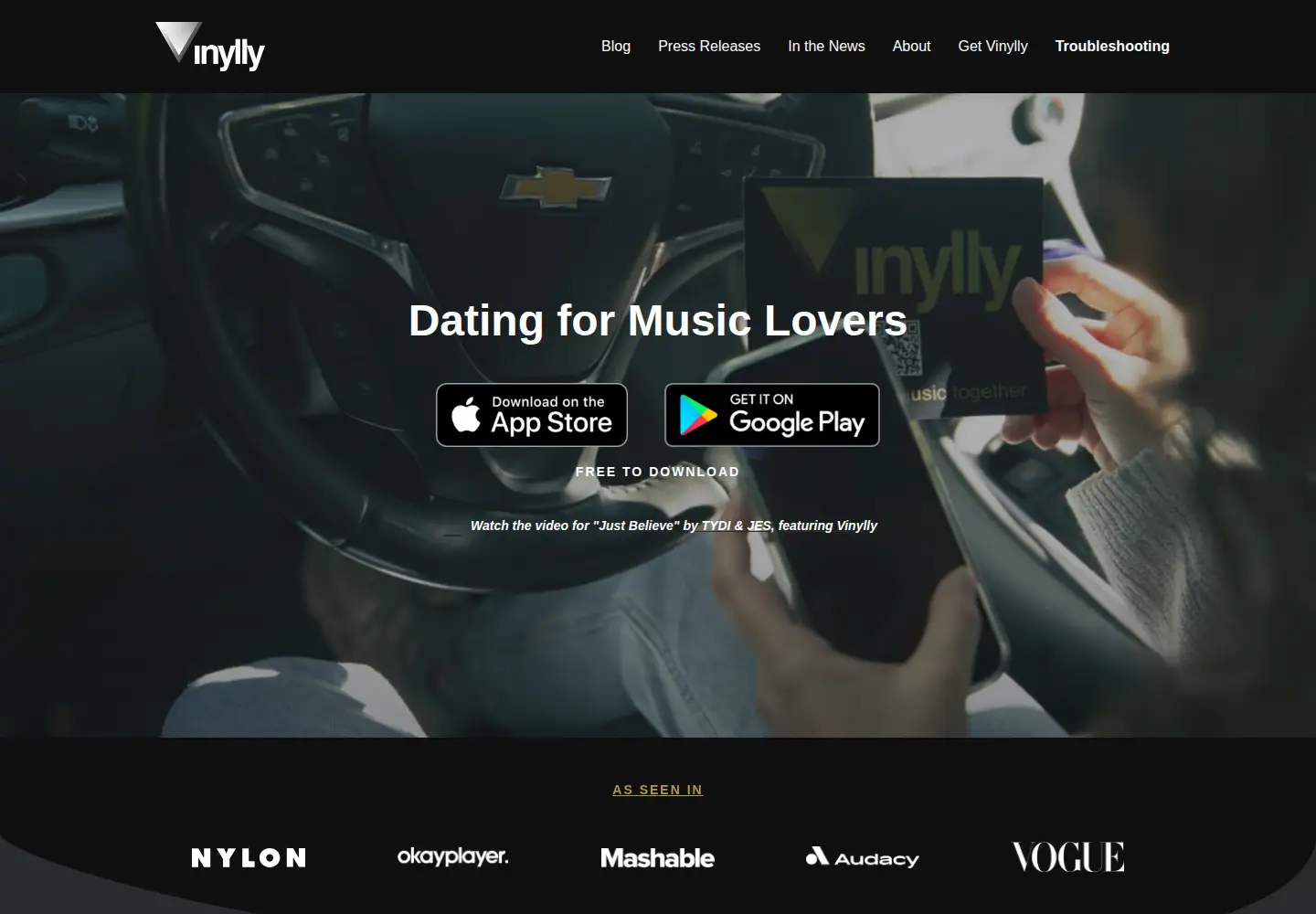 Screenshot of vinyllyapp.com