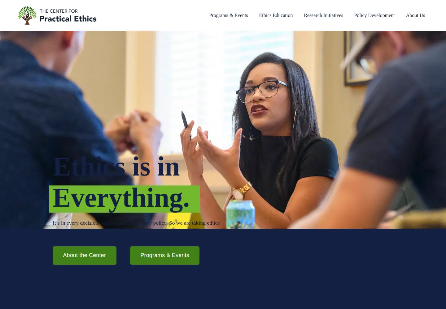 Screenshot of thecenterforpracticalethics.org
