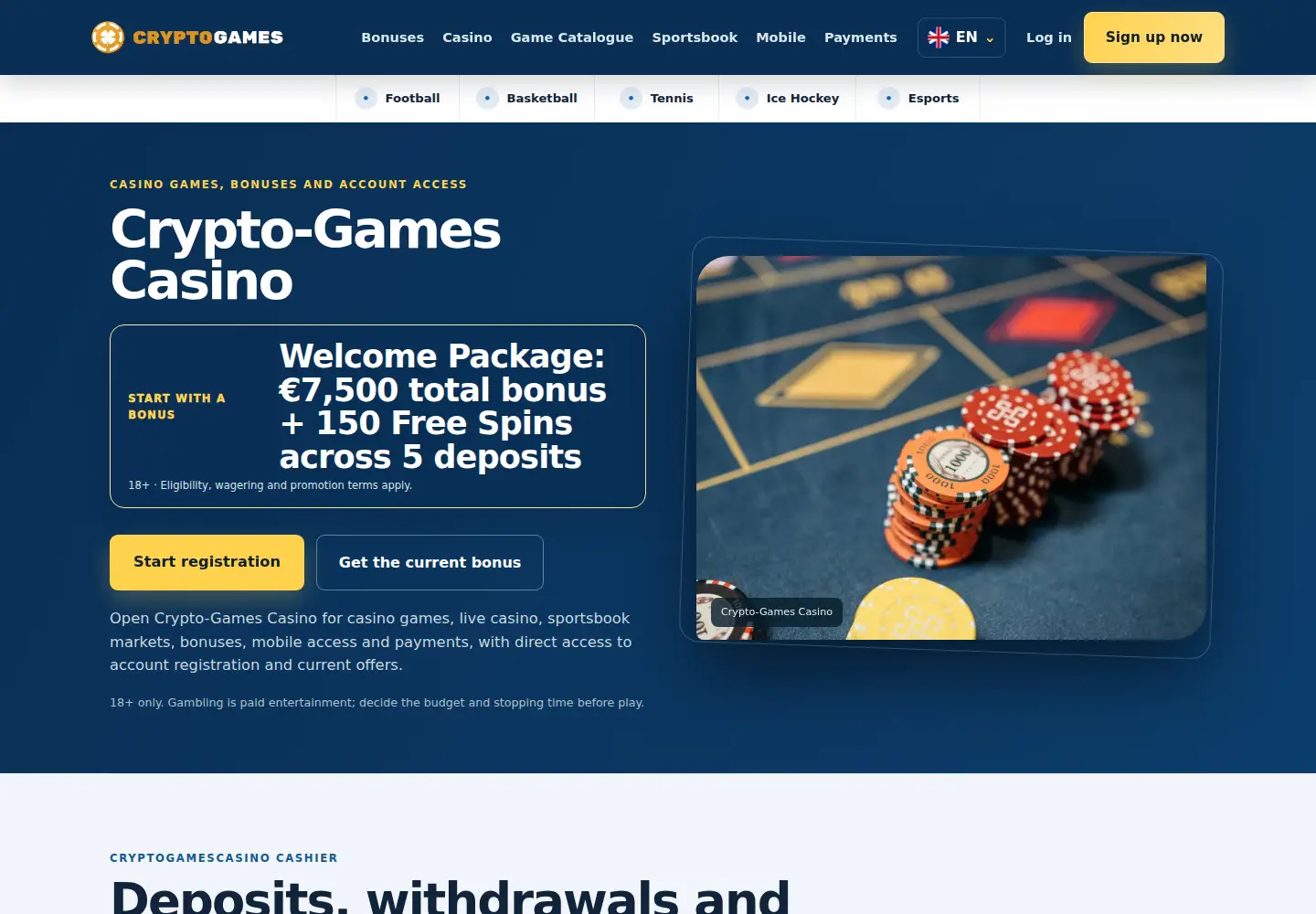 Screenshot of cryptogamescasino.eu