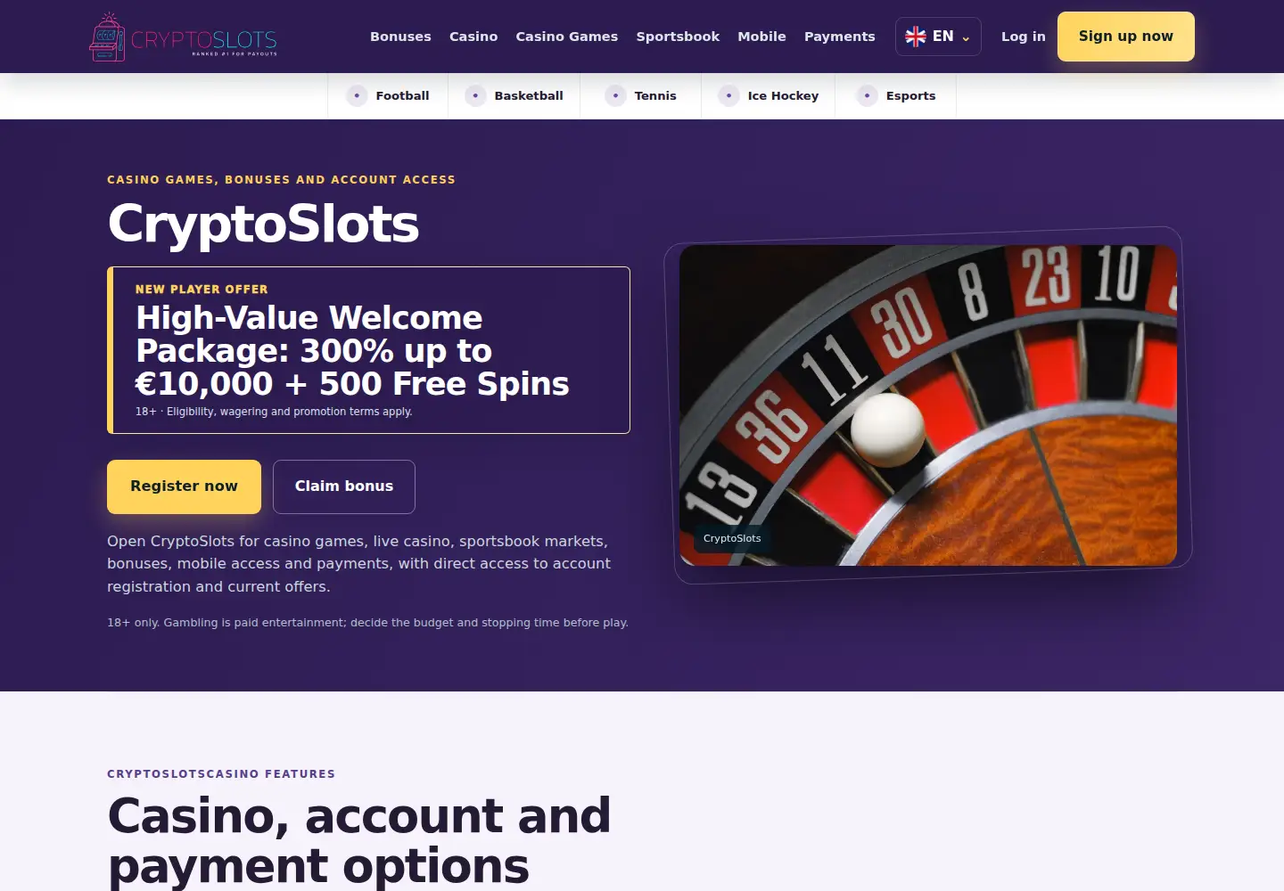Screenshot of cryptoslotscasino.eu