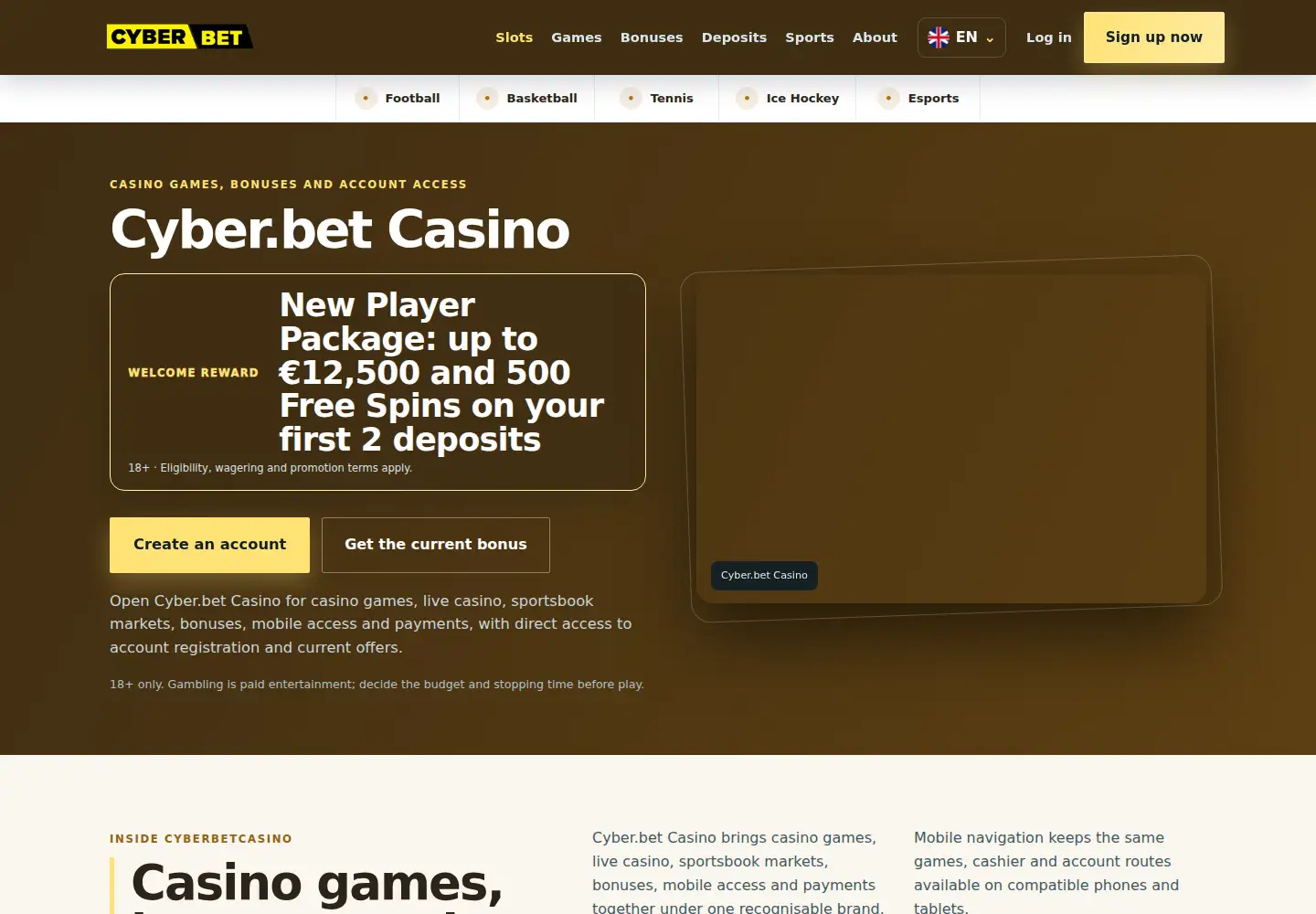 Screenshot of cyberbetcasino.eu