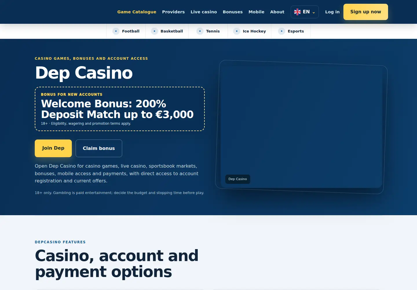 Screenshot of depcasino.eu