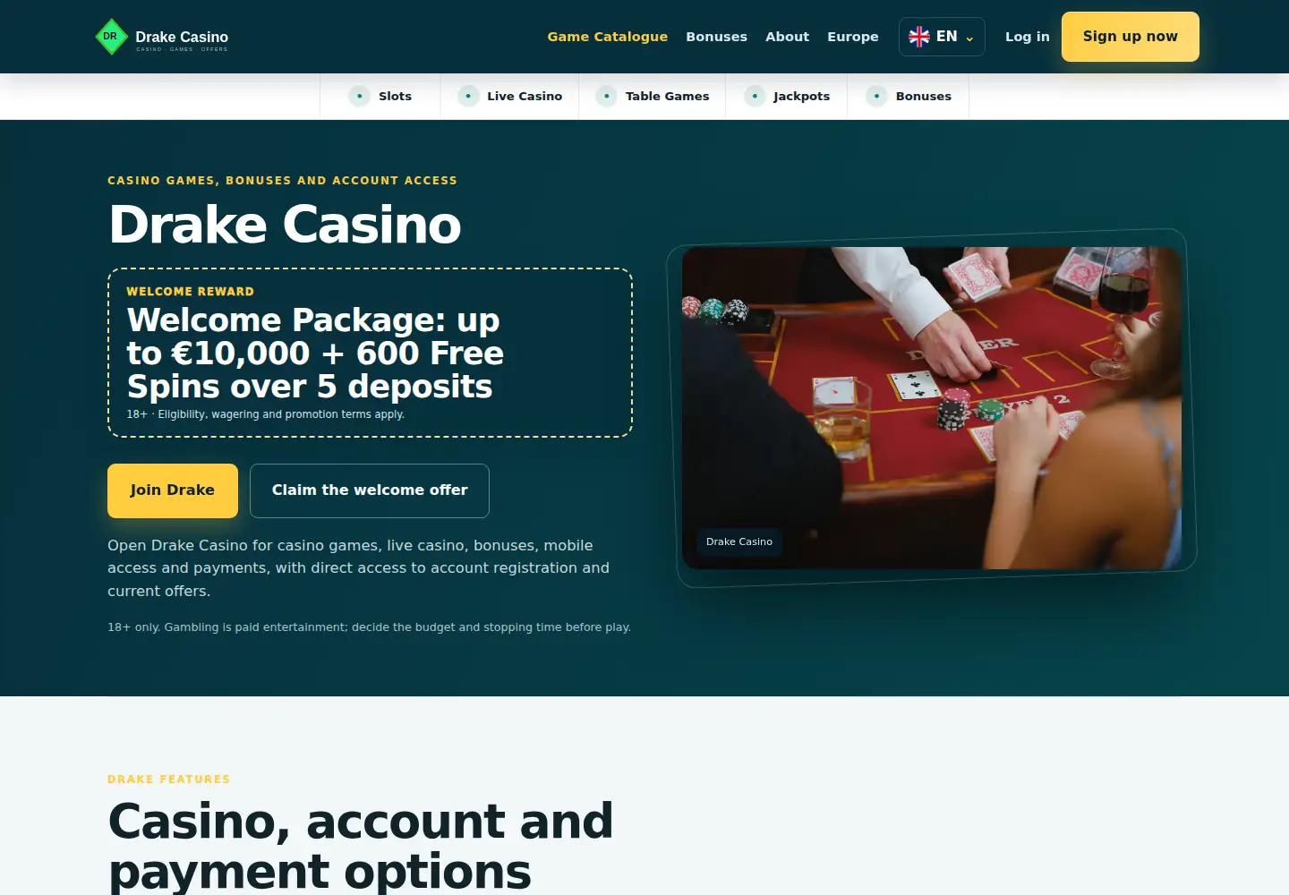 Screenshot of drake-casino.eu