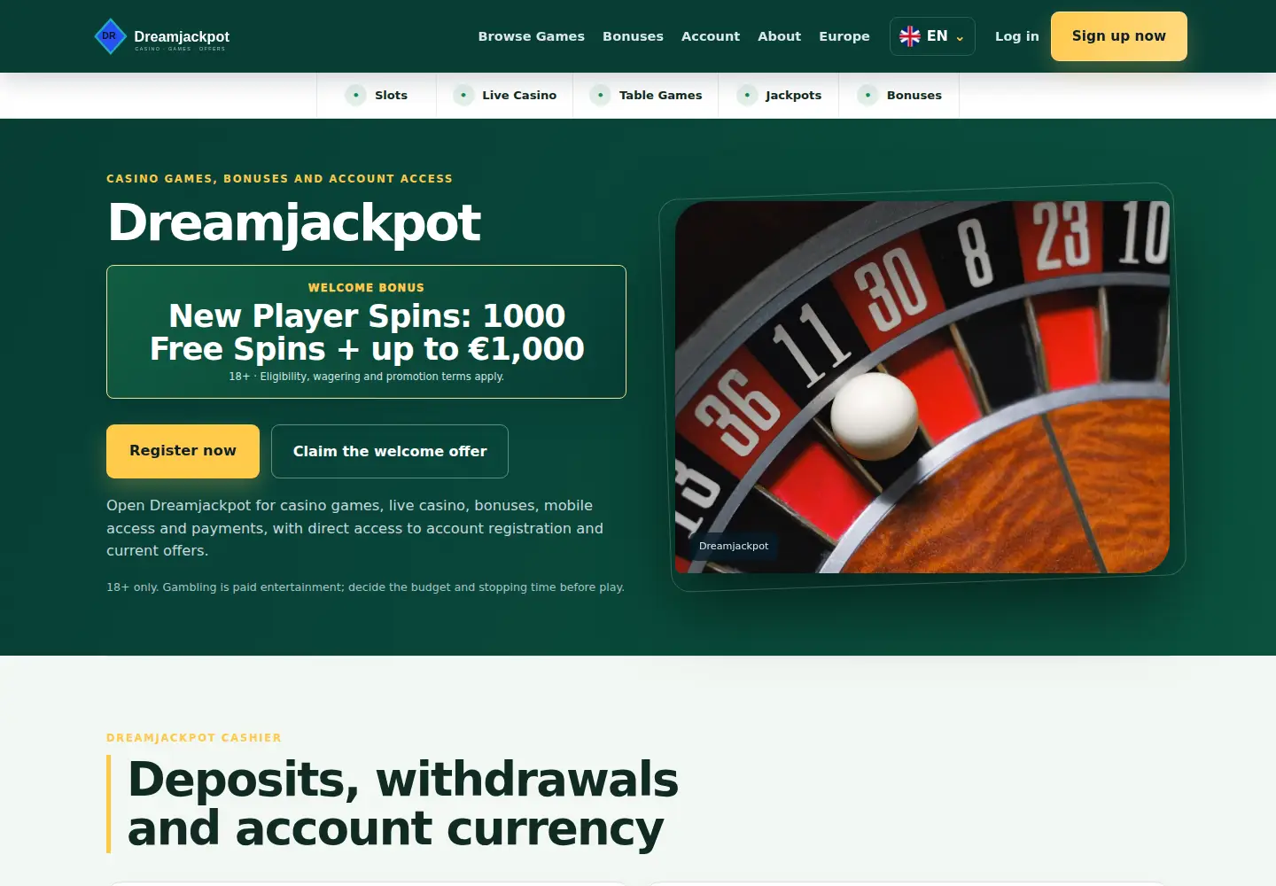 Screenshot of dreamjackpot.eu