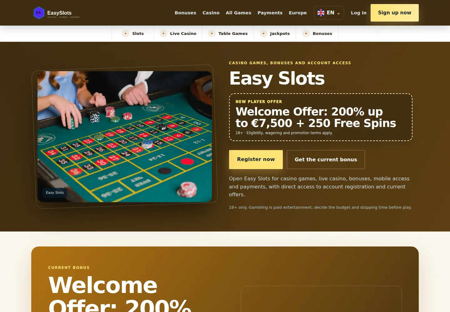 Screenshot of easyslots.eu
