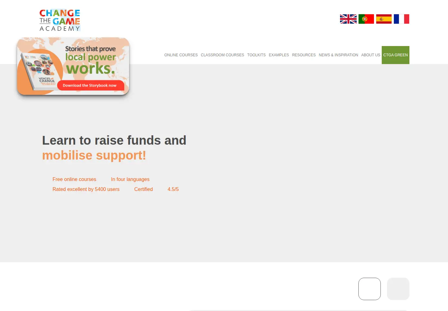 Screenshot of changethegameacademy.org