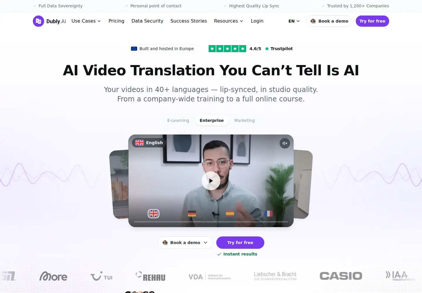 Captured homepage of dubly.ai in the current scan
