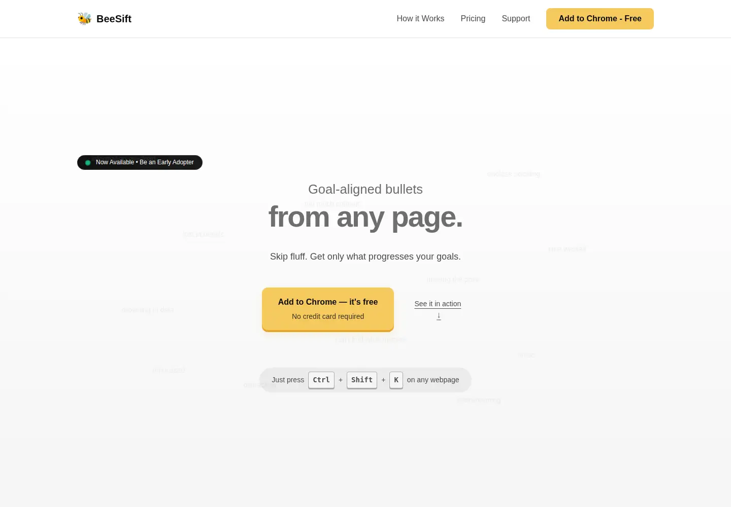 Screenshot of beesift.com