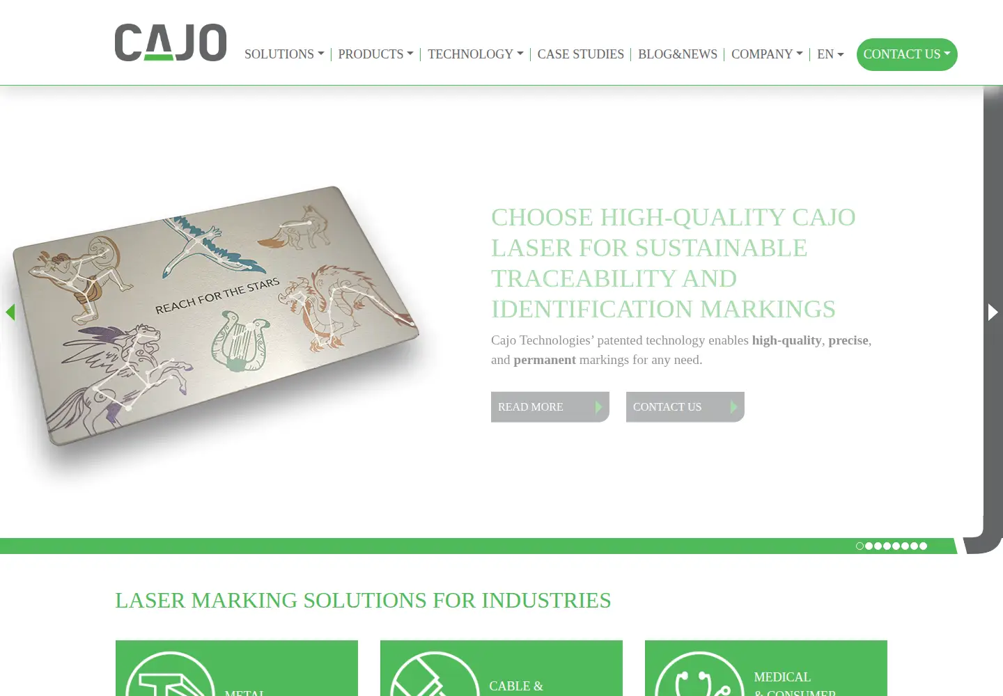 Captured homepage of cajotechnologies.com in the current scan