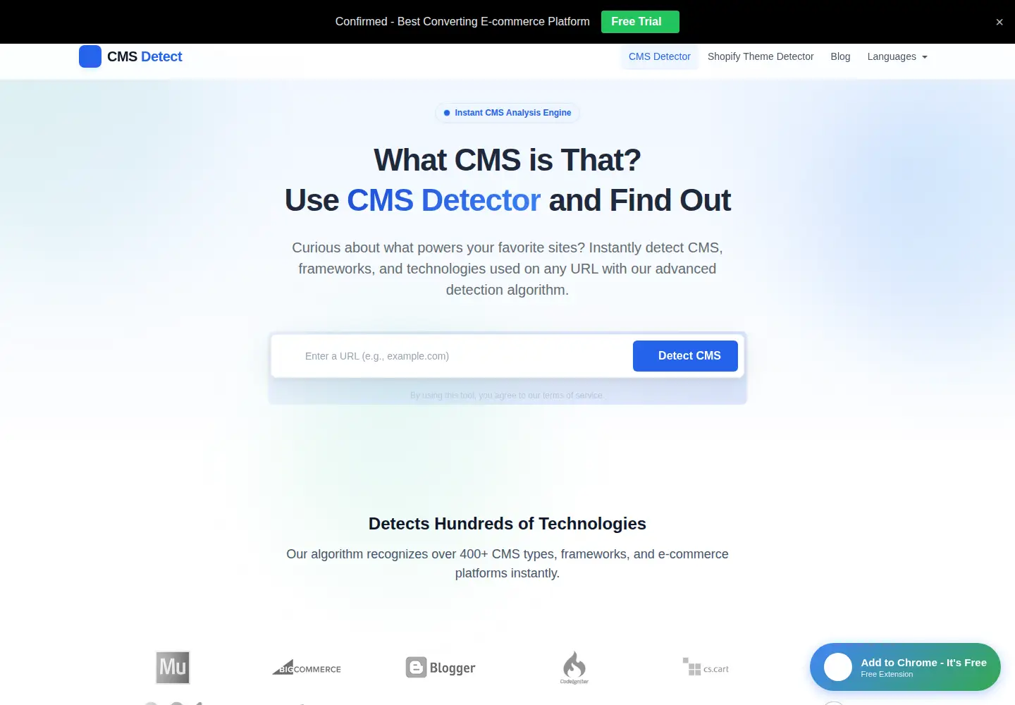 Screenshot of cmsdetect.com