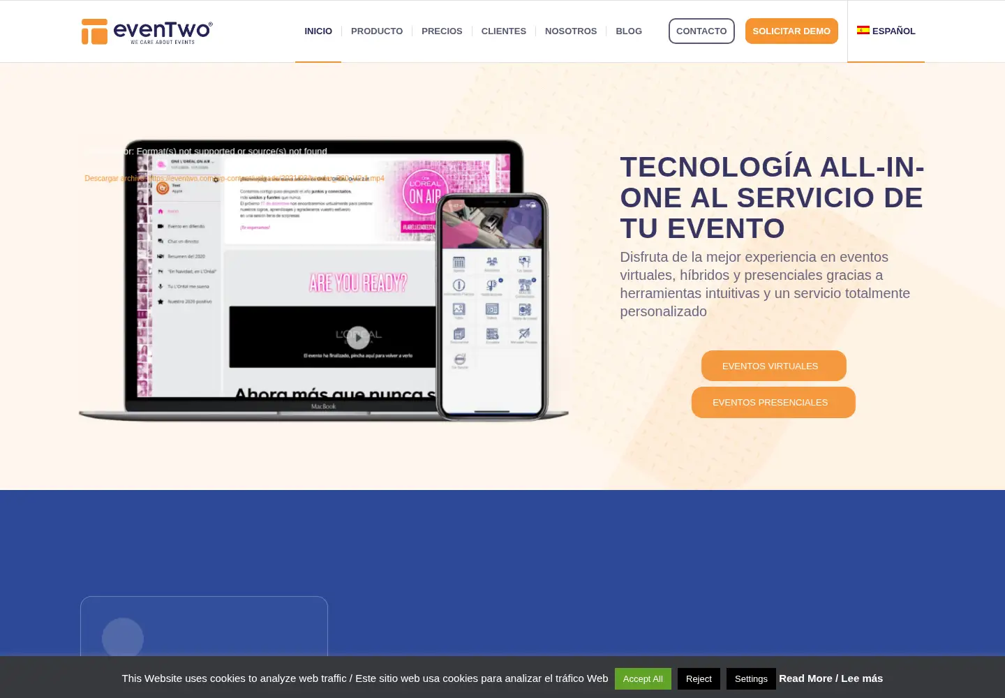 Captured homepage of eventwo.com in the current scan