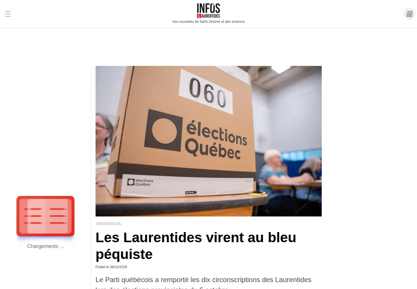 Captured homepage of journalinfoslaurentides.com in the current scan