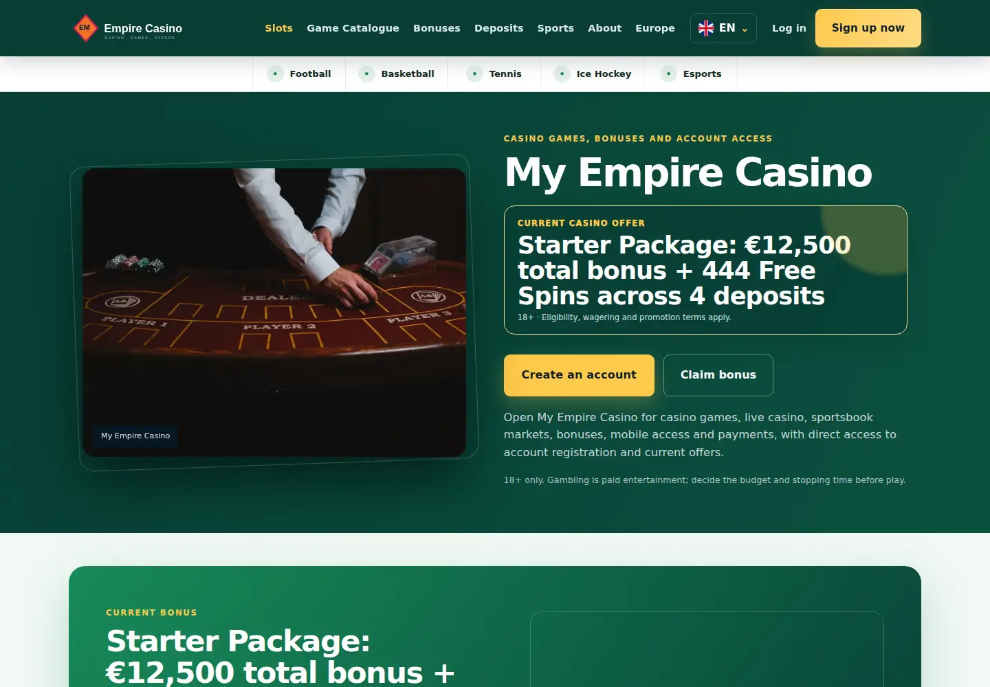 Screenshot of empire-casino.eu
