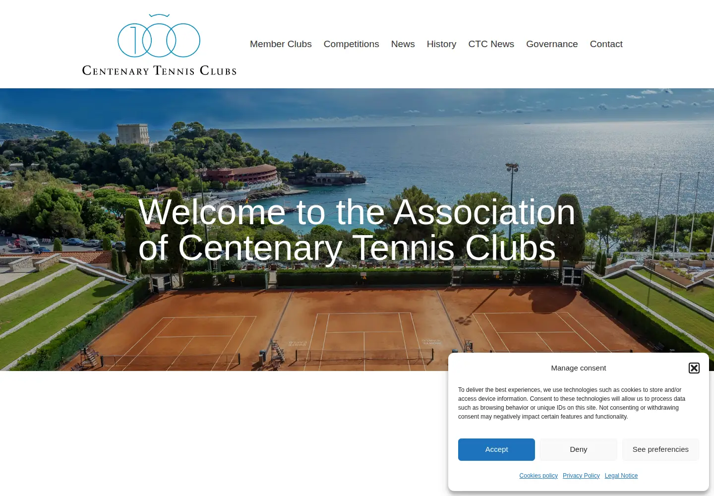 Captured homepage of centenarytennisclubs.org in the current scan