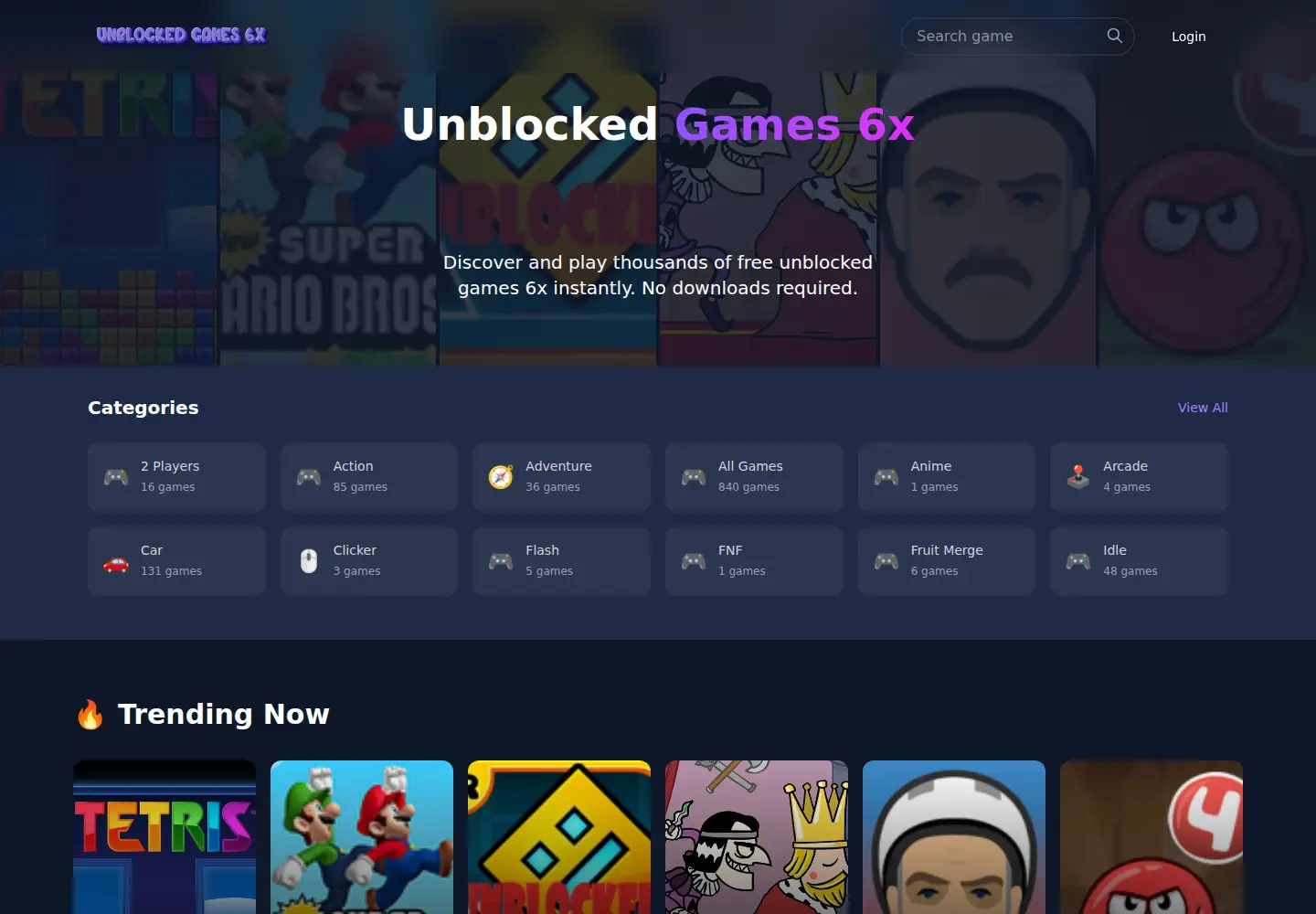 Screenshot of unblockedgames6x.org