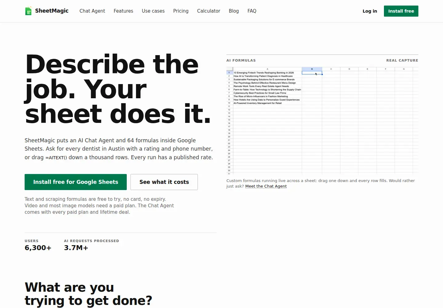 Screenshot of sheetmagic.ai