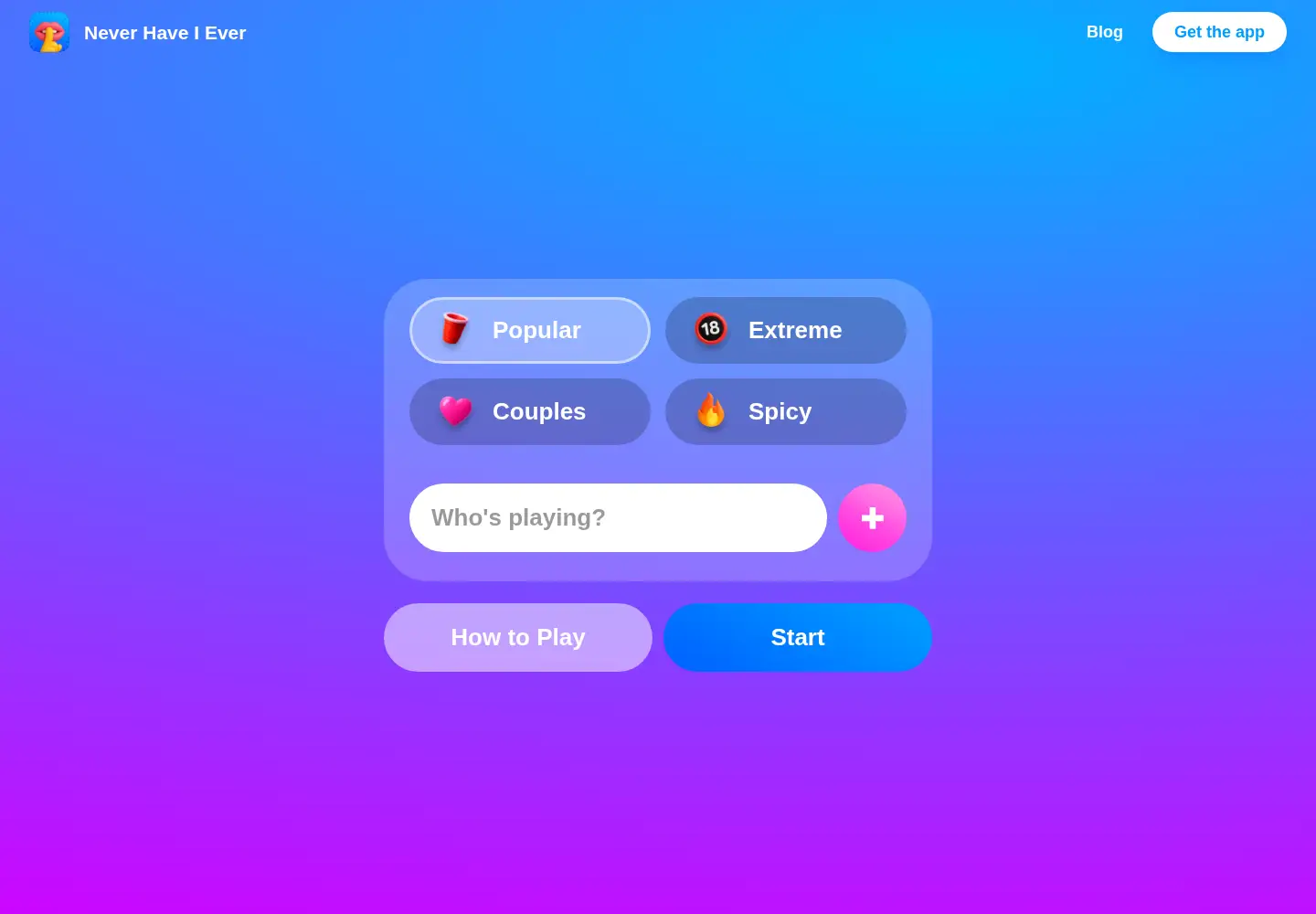 Screenshot of neverhaveiever.app