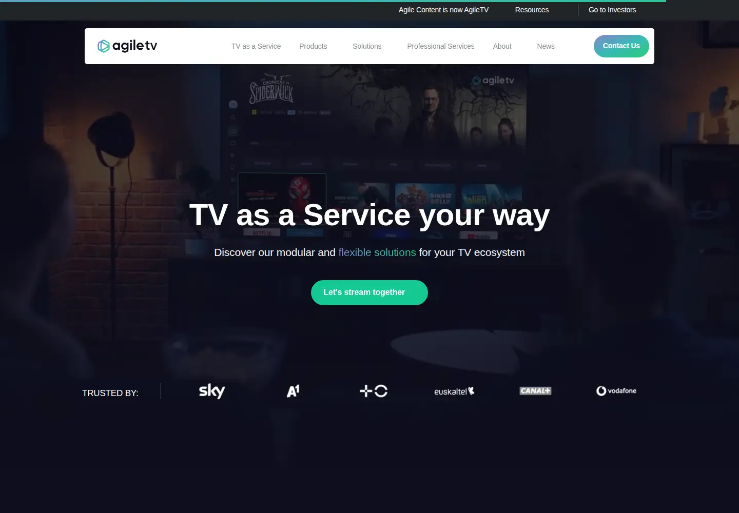 Captured homepage of agiletv.com in the current scan