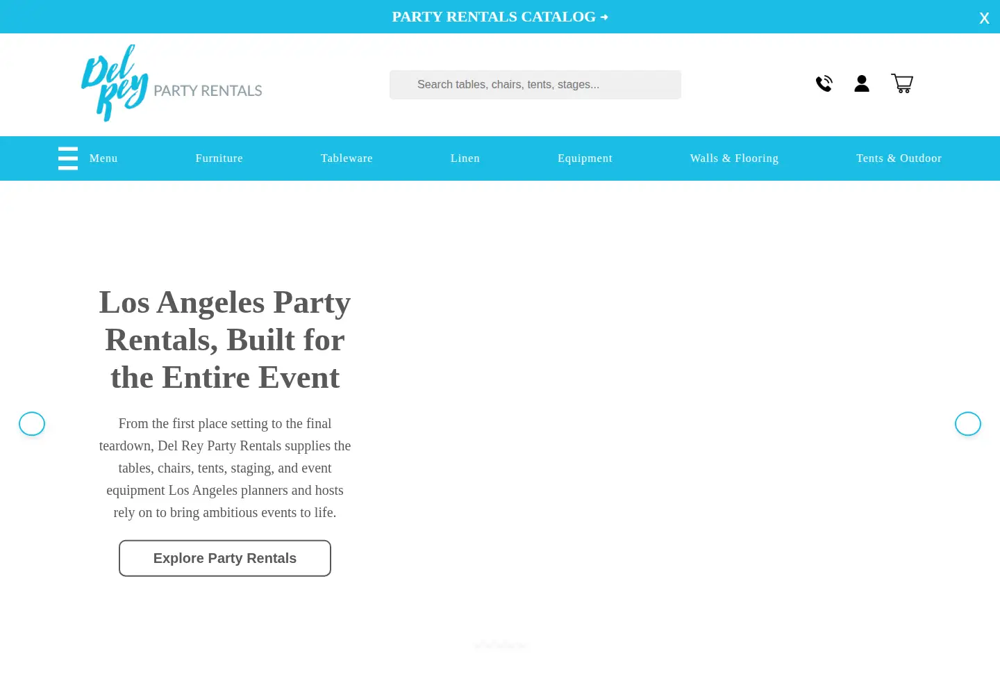 Screenshot of delreypartyrentals.com