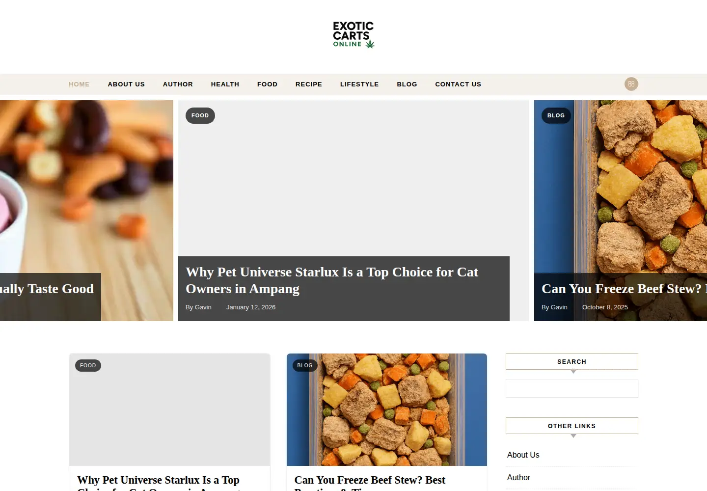 Captured homepage of exoticcartsonline.com in the current scan