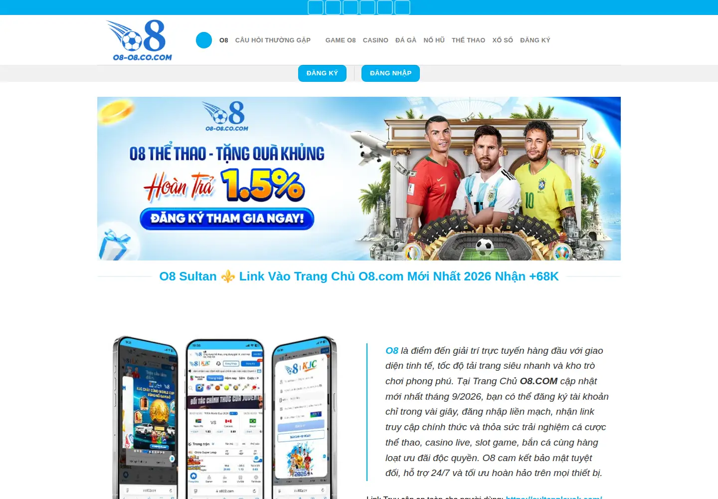 Captured homepage of o8casino.com in the current scan