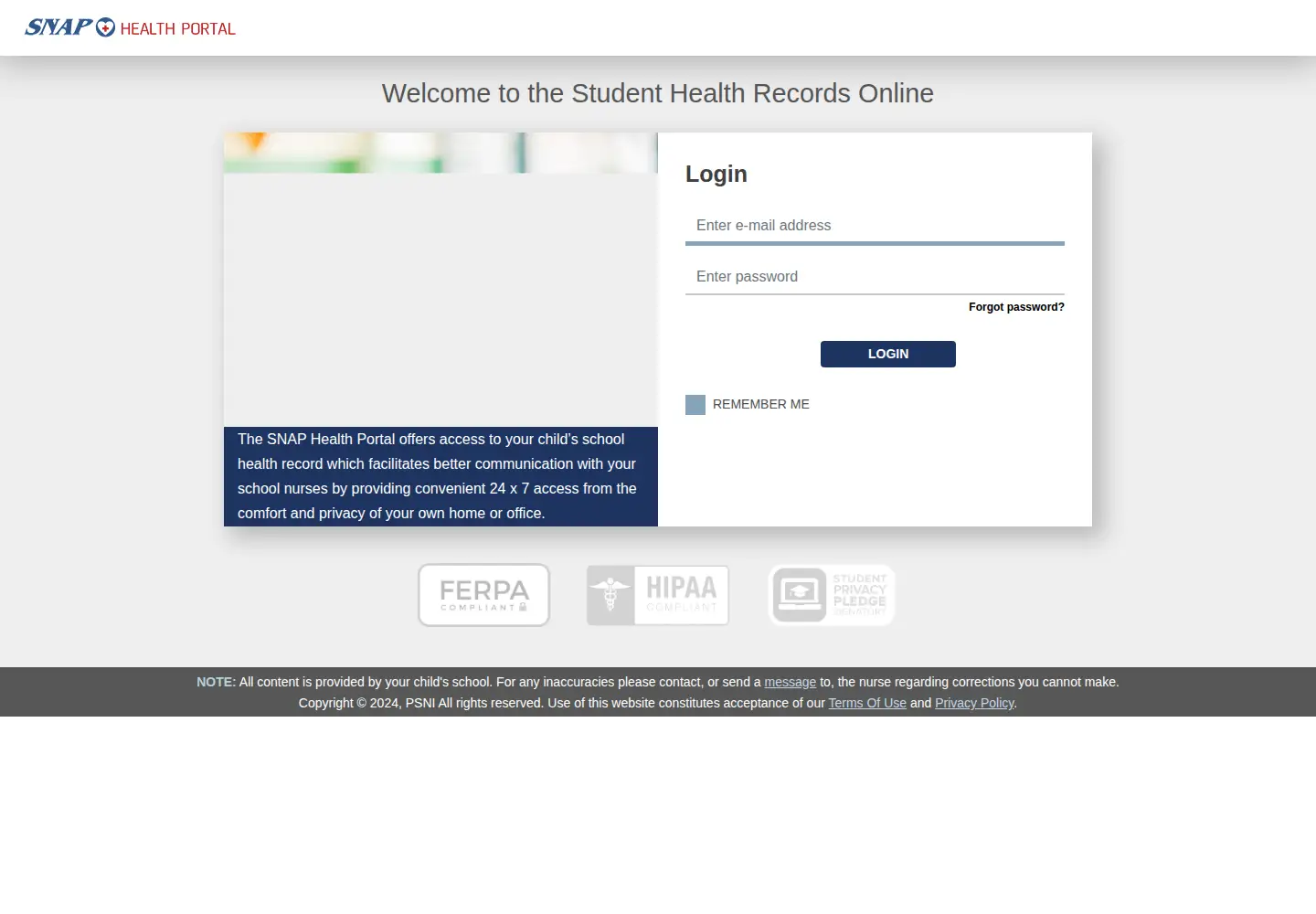 Screenshot of studentehr.com