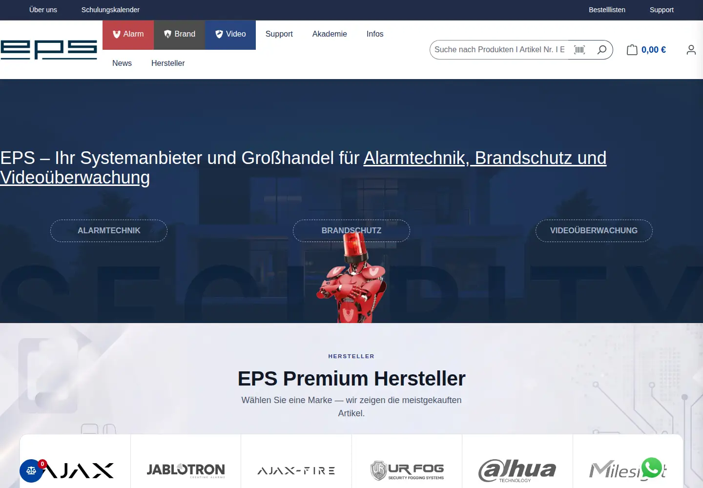 Captured homepage of eps-vertrieb.de in the current scan